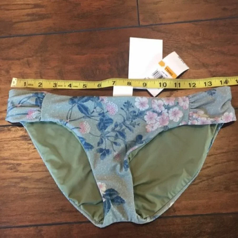 NWT Becca Serene Green Metallic Swim Bottom